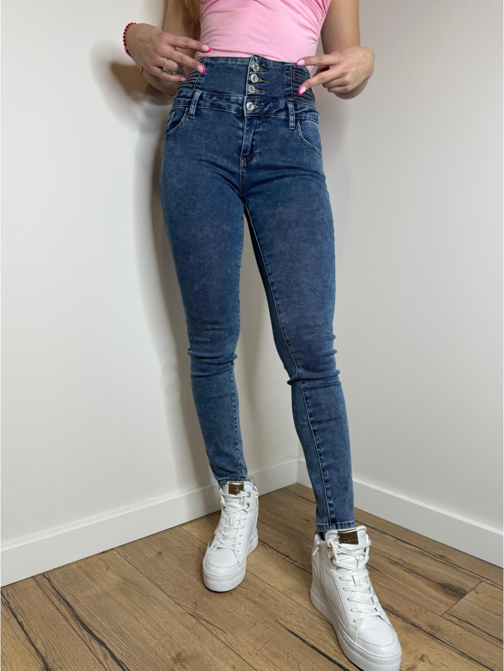 Jeansy z wysokim stanem LX108-J