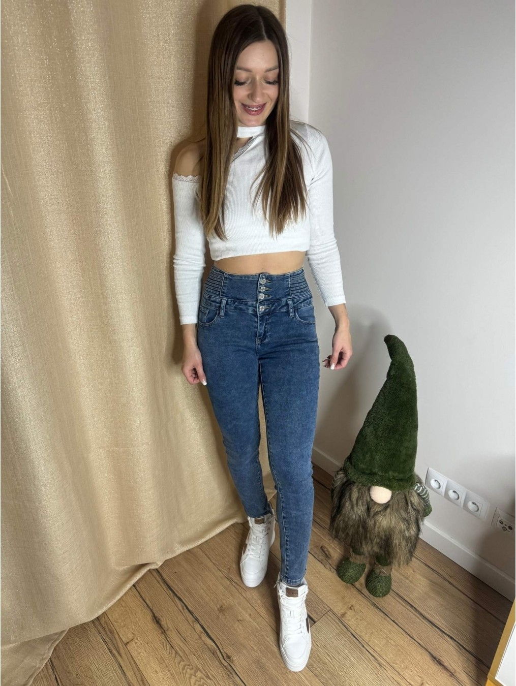 Jeansy z wysokim stanem LX108-J