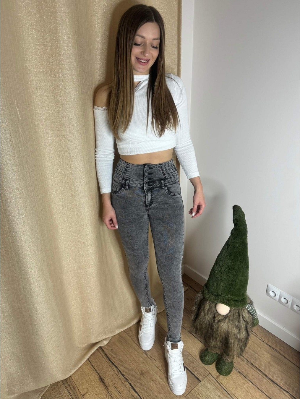 Jeansy z wysokim stanem LX108-S